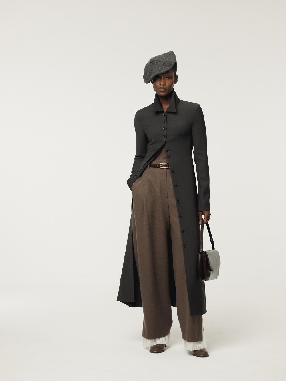Recto PLEATS LAYERED WOOL PANTS (GREYISH KHAKI)