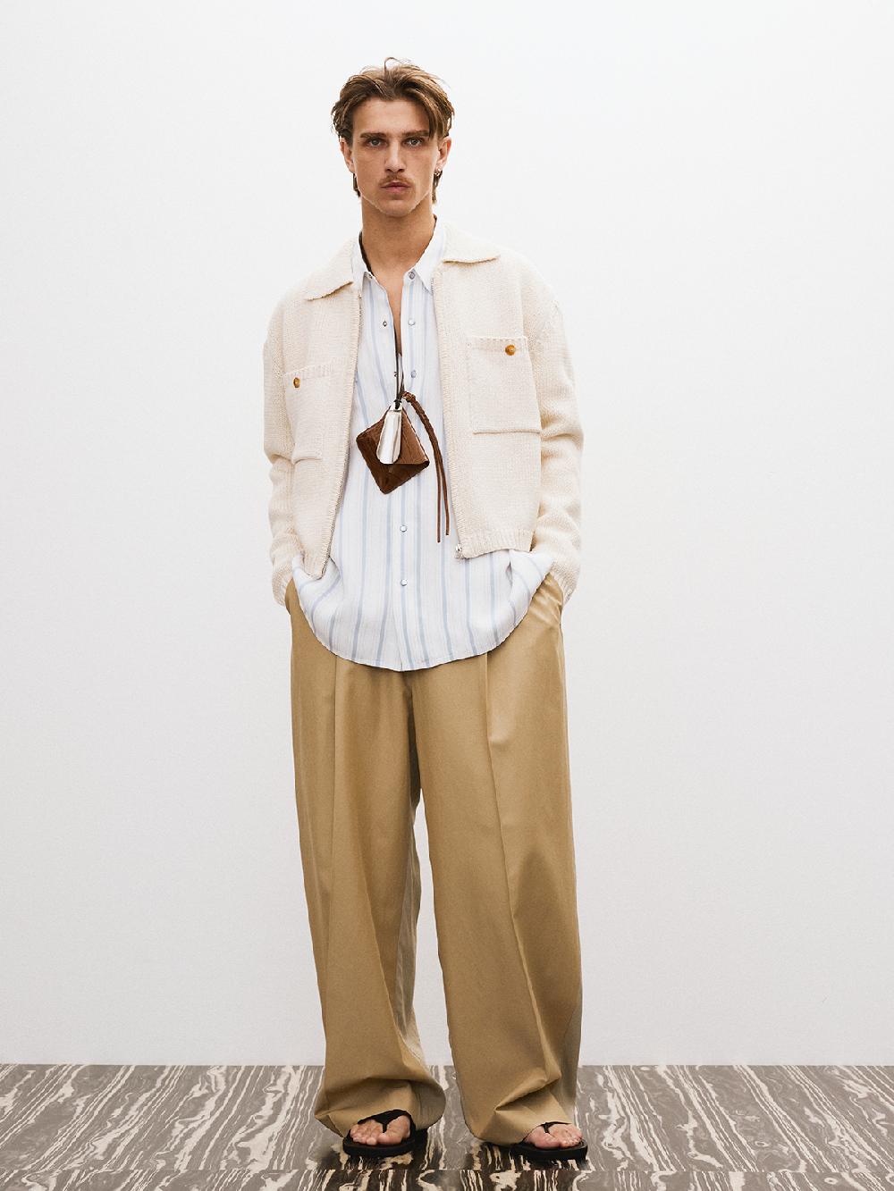 Recto POCKETS DETAIL KNIT ZIP-UP (CREAM)