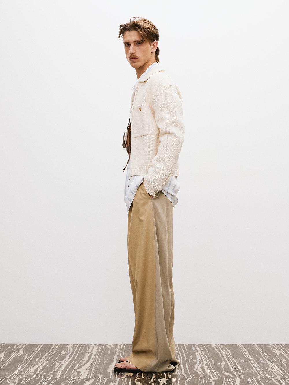 Recto POCKETS DETAIL KNIT ZIP-UP (CREAM)