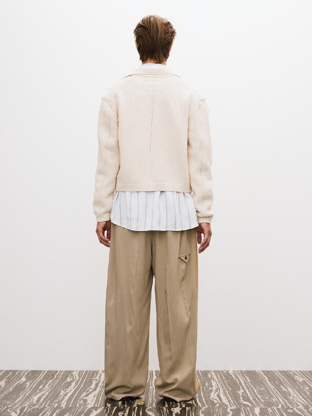 Recto POCKETS DETAIL KNIT ZIP-UP (CREAM)