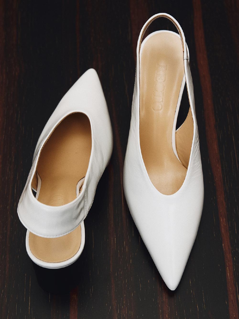Recto PONTED TOE SLING BACK HIGH HEELS (OFF WHITE)