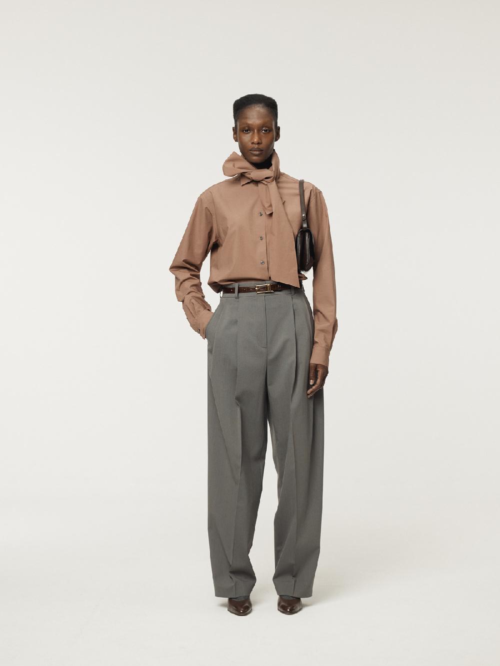 Recto POWDERY COTTON SCARF SHIRT (RUST PINK)