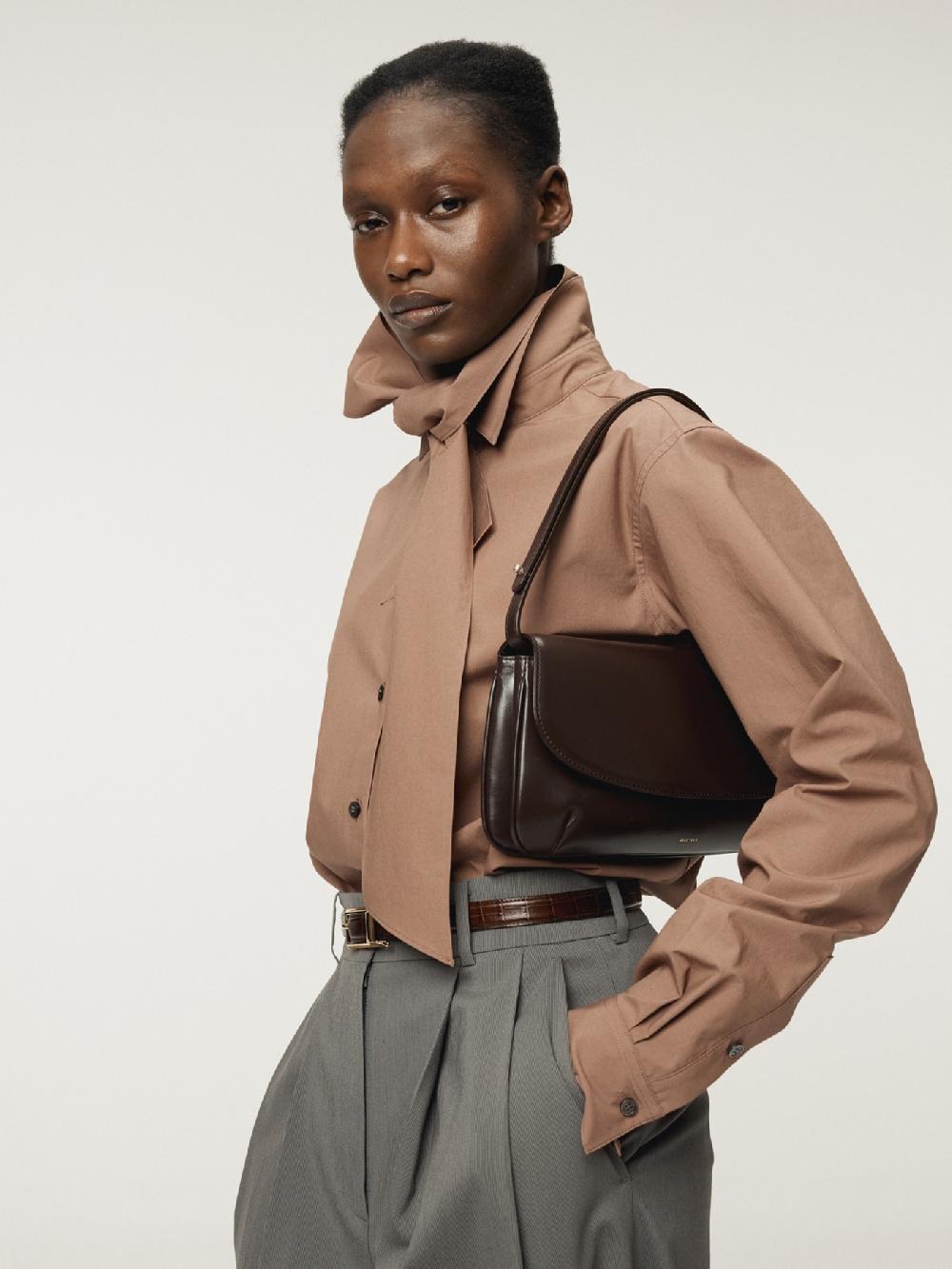 recto POWDERY COTTON SCARF SHIRT (RUST PINK)