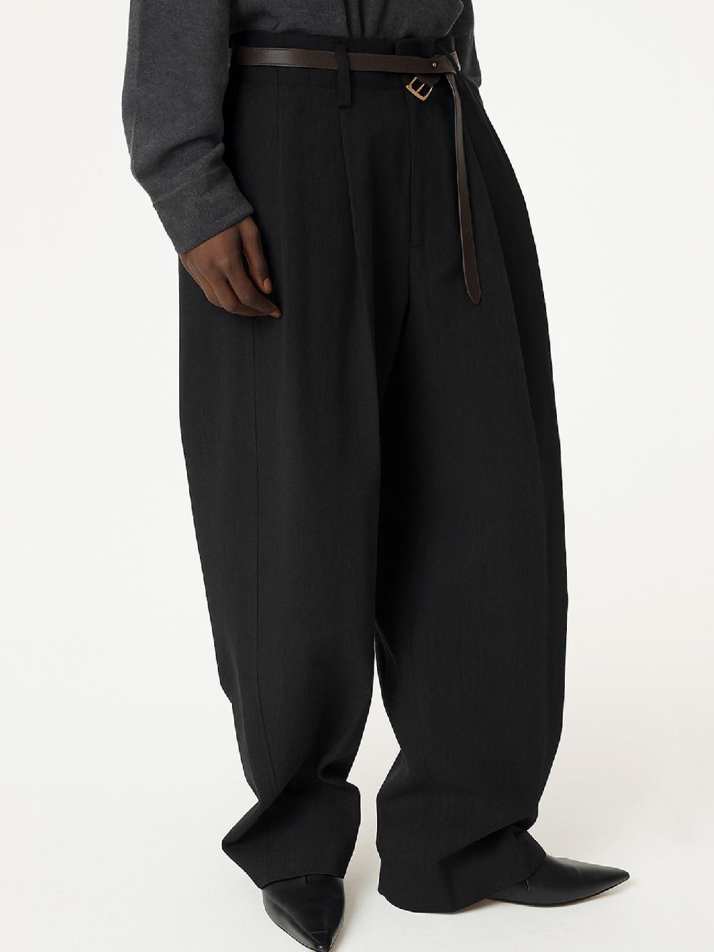 recto QUINCY WOOL BELTED PANTS (BLACK)