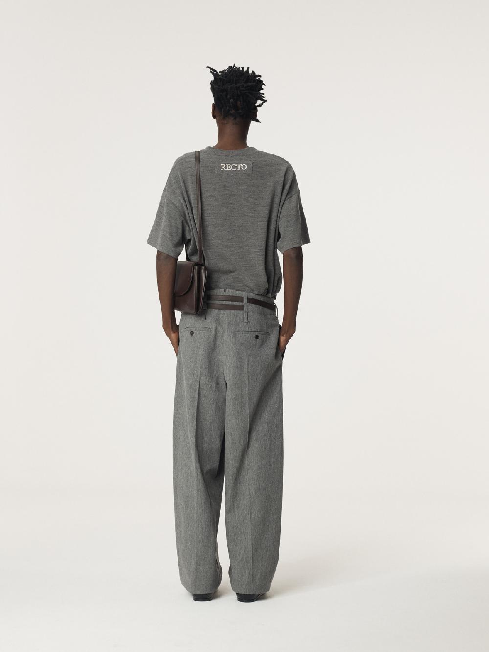 Recto QUINCY WOOL BELTED PANTS (MELANGE GREY)