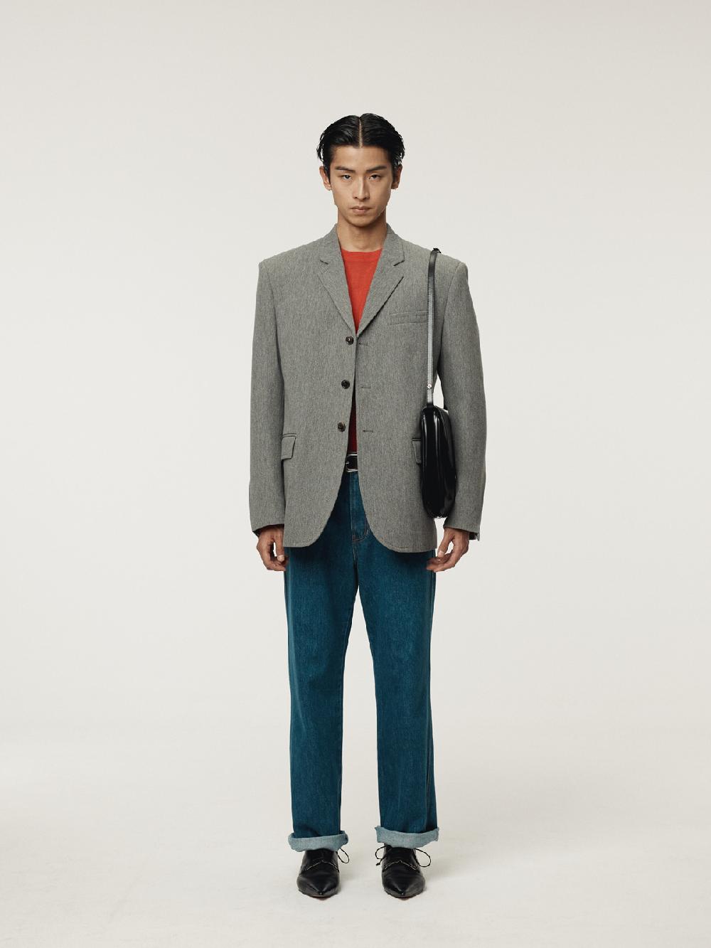 Recto QUINCY WOOL SINGLE JACKET (MELANGE GREY)
