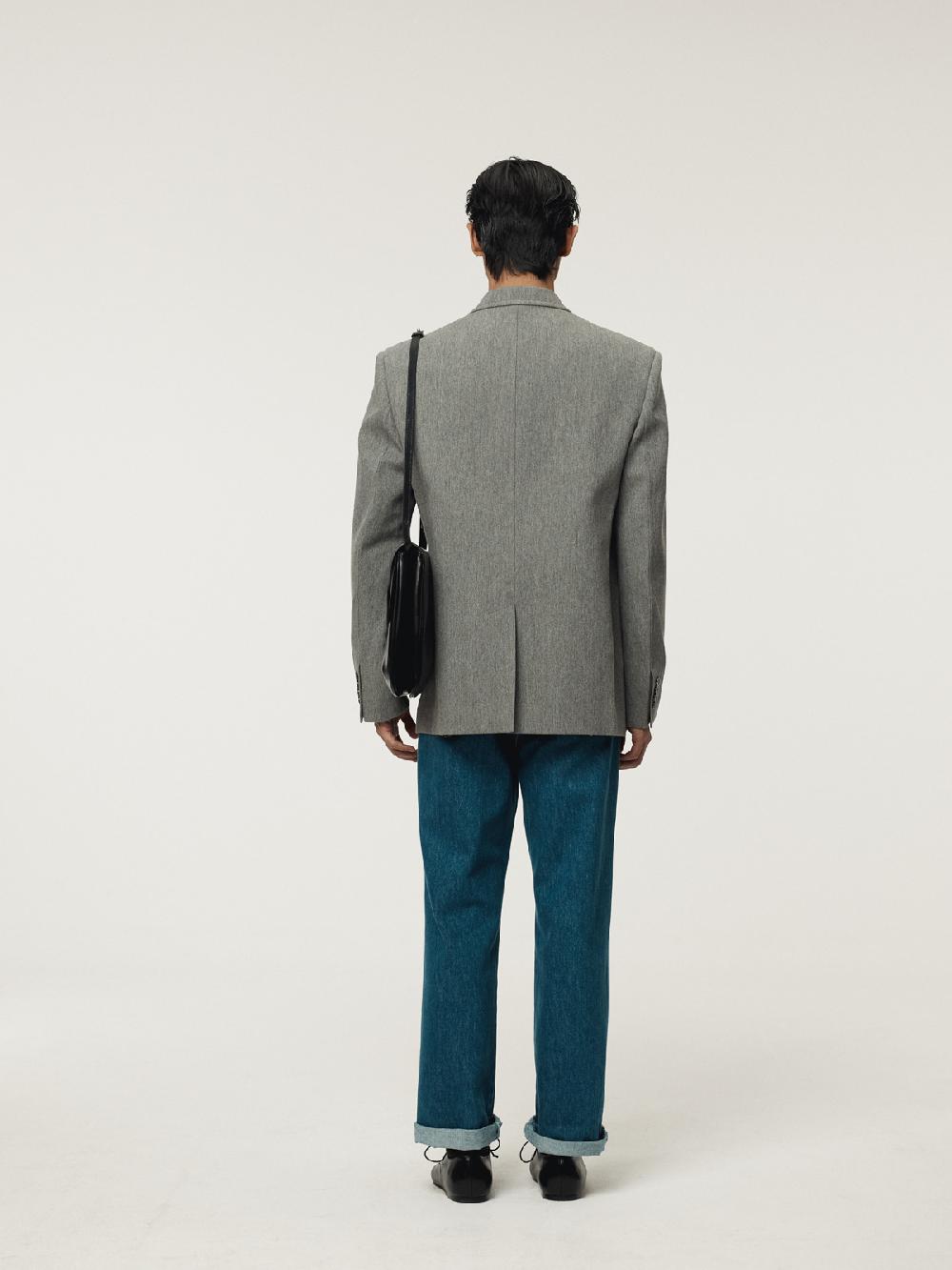 Recto QUINCY WOOL SINGLE JACKET (MELANGE GREY)