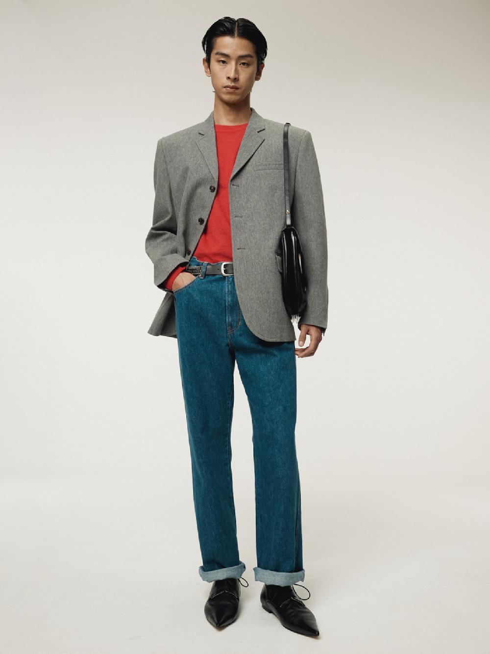 recto QUINCY WOOL SINGLE JACKET (MELANGE GREY)