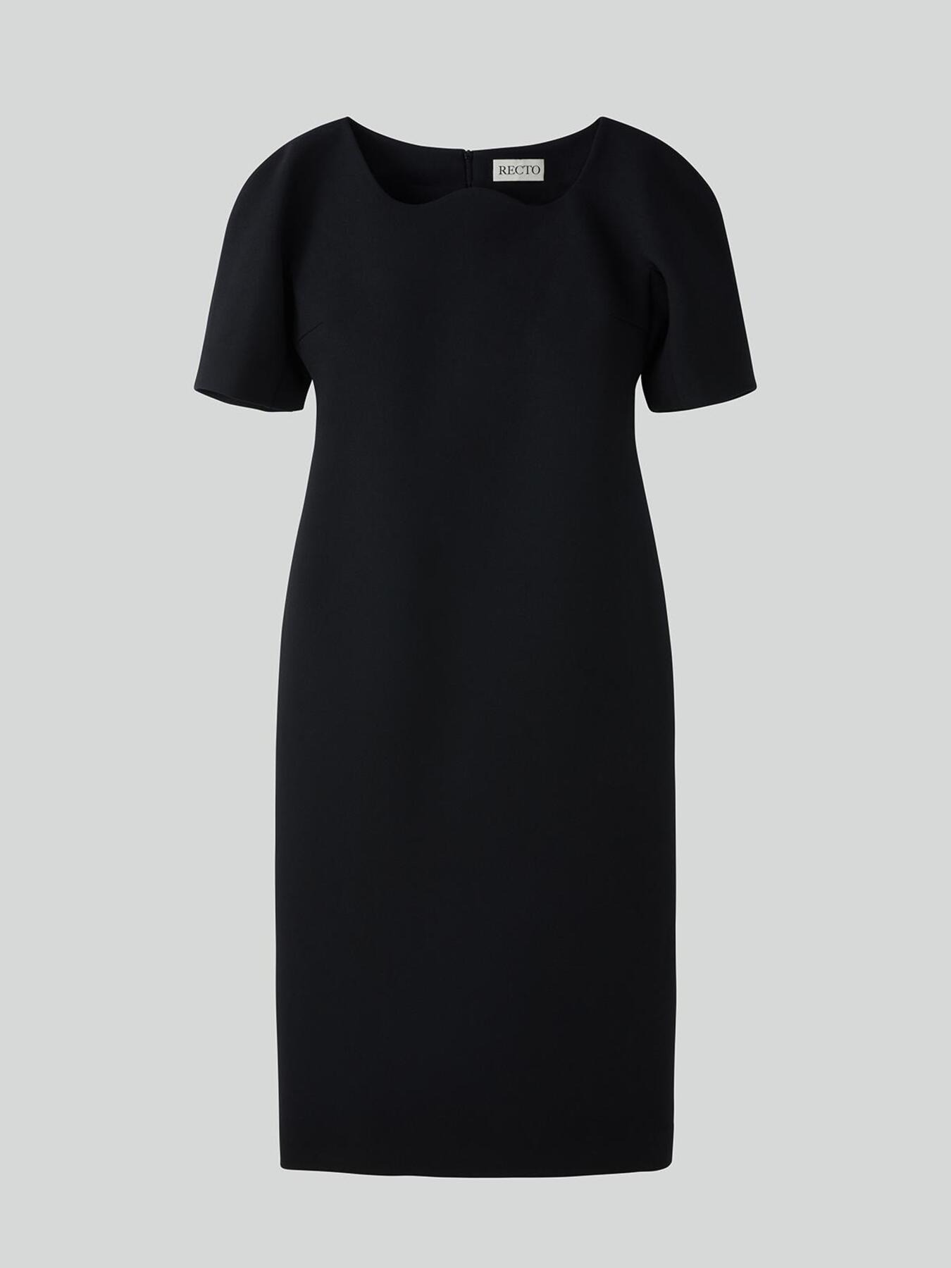 recto RC CURVED NECK STRUCTURED DRESS (BLACK)