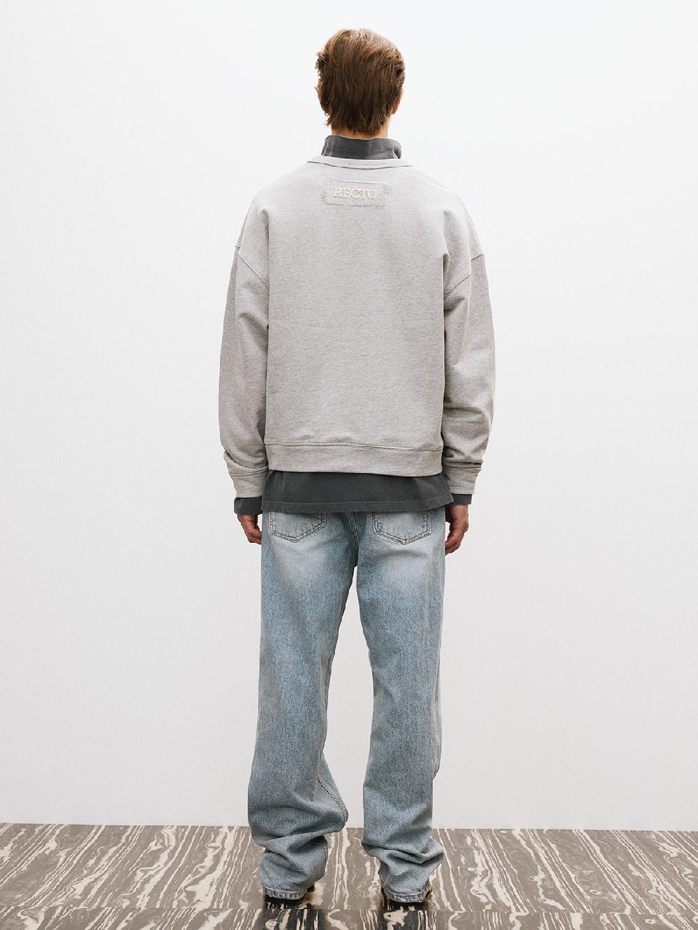 Recto RC CUT & EMBROIDERY SWEATSHIRT (MELANGE GREY)