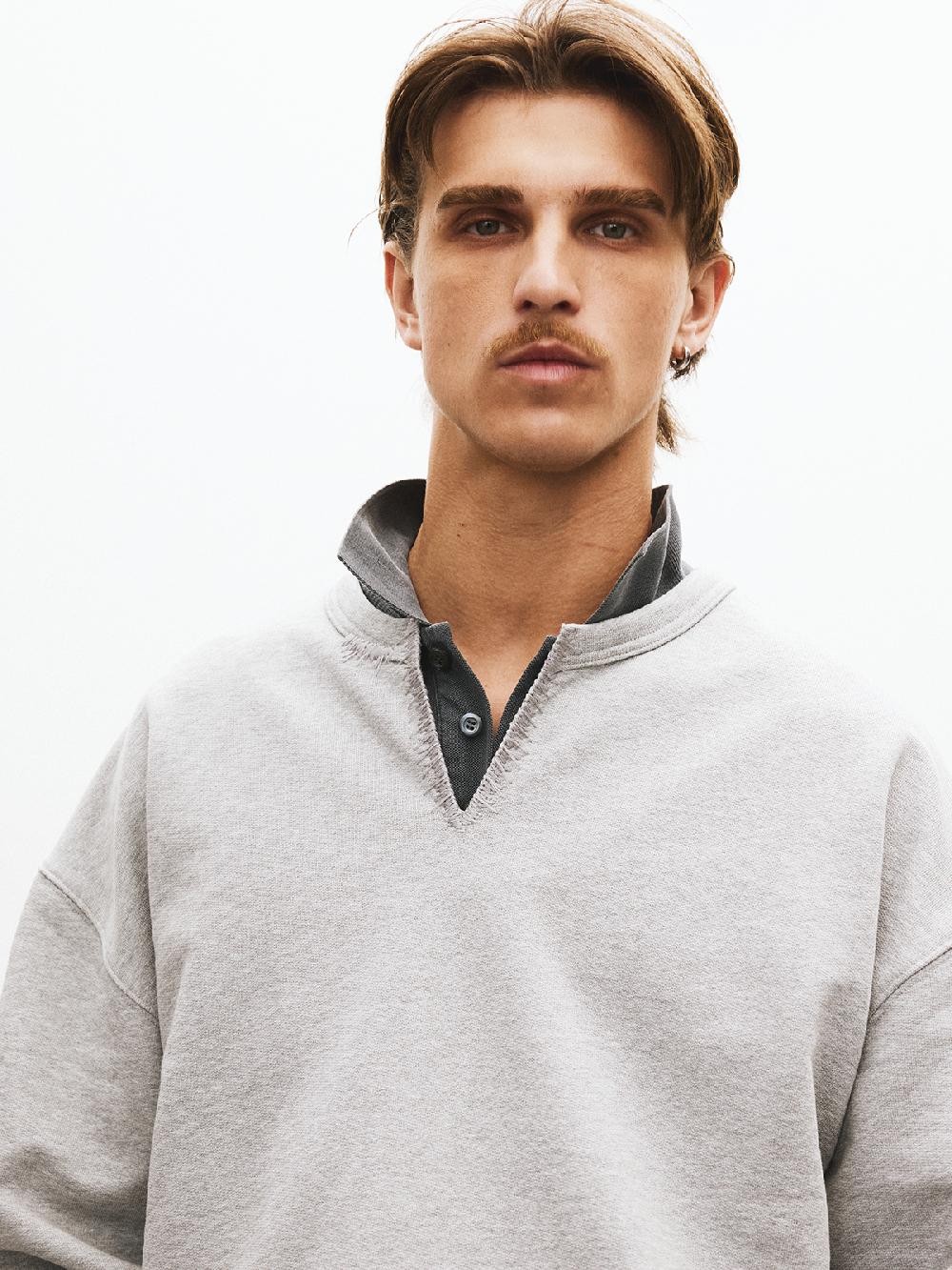 Recto RC CUT & EMBROIDERY SWEATSHIRT (MELANGE GREY)