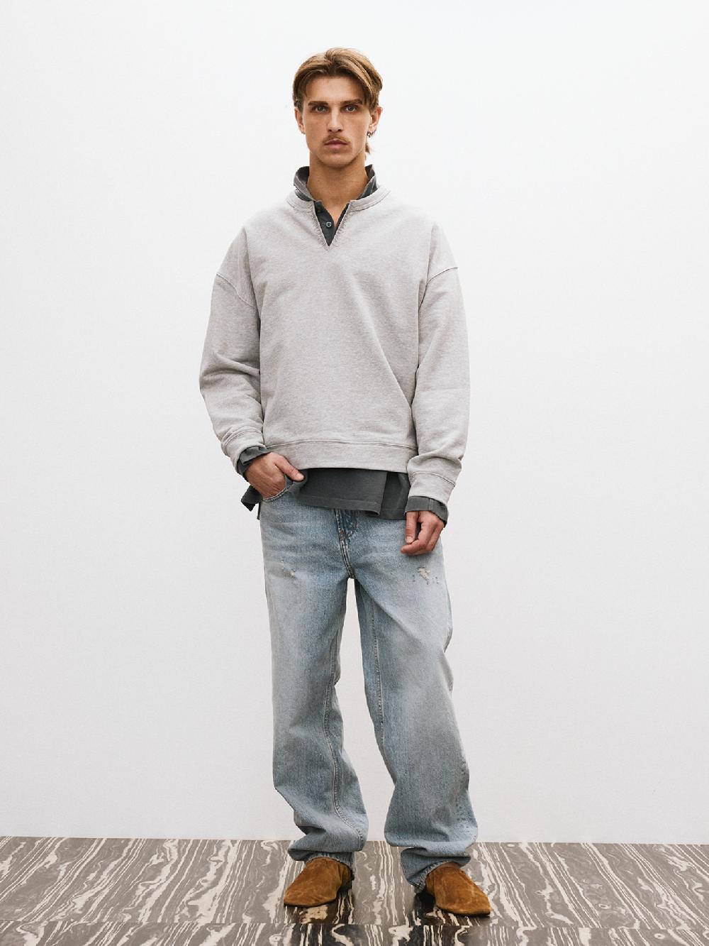 recto RC CUT & EMBROIDERY SWEATSHIRT (MELANGE GREY)