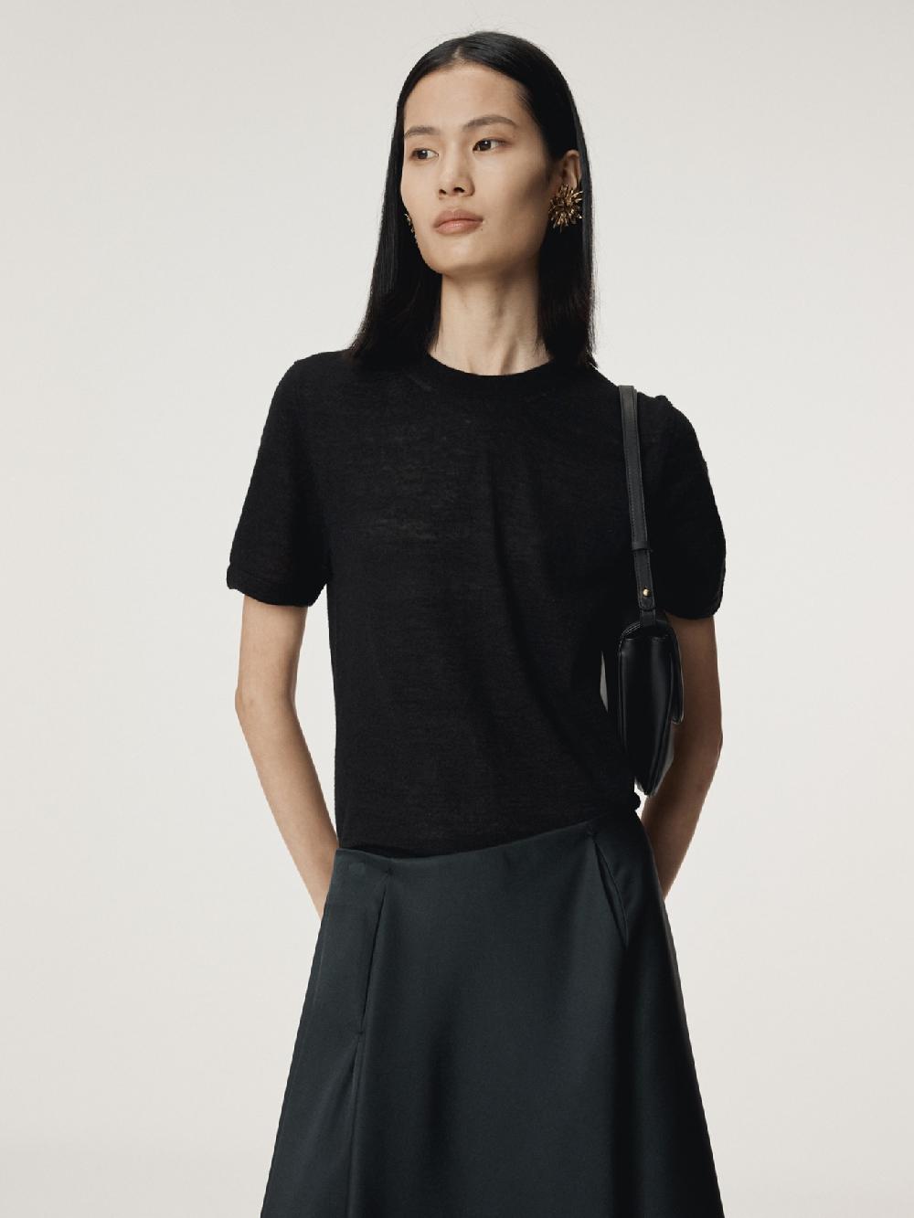 recto RC EMBROIDERY SHEER KNIT TOP (BLACK)