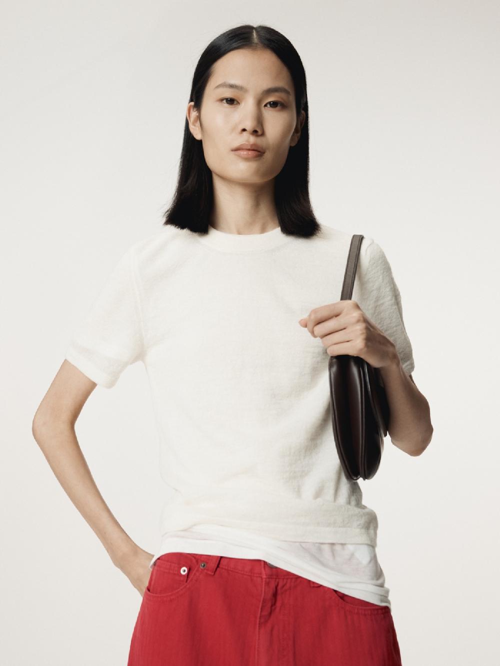 recto RC EMBROIDERY SHEER KNIT TOP (CREAM)