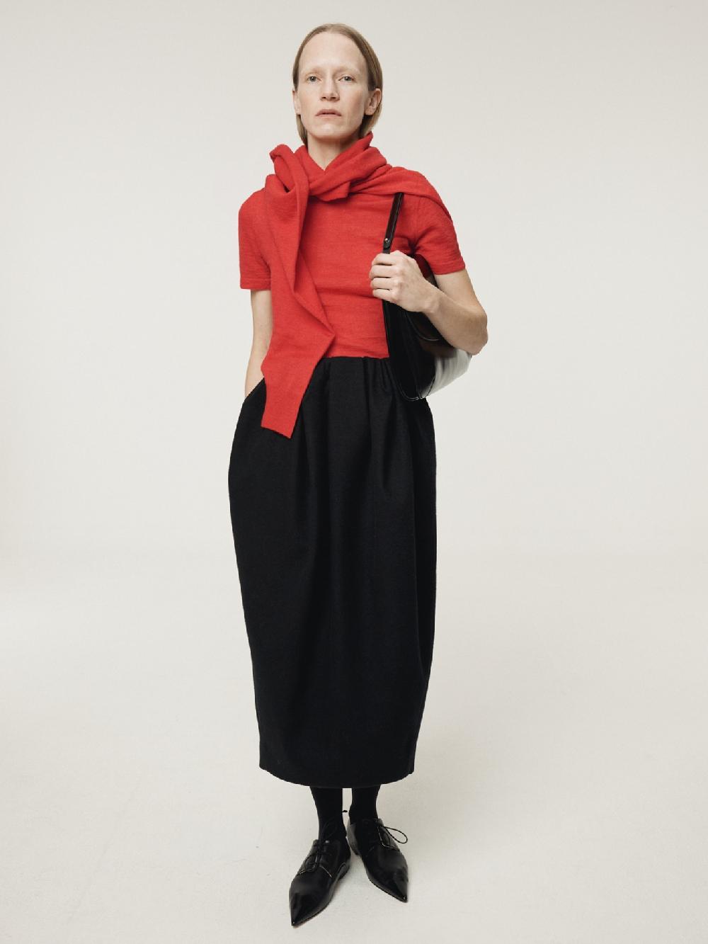 recto RC EMBROIDERY SHEER KNIT TOP (SCALET RED)