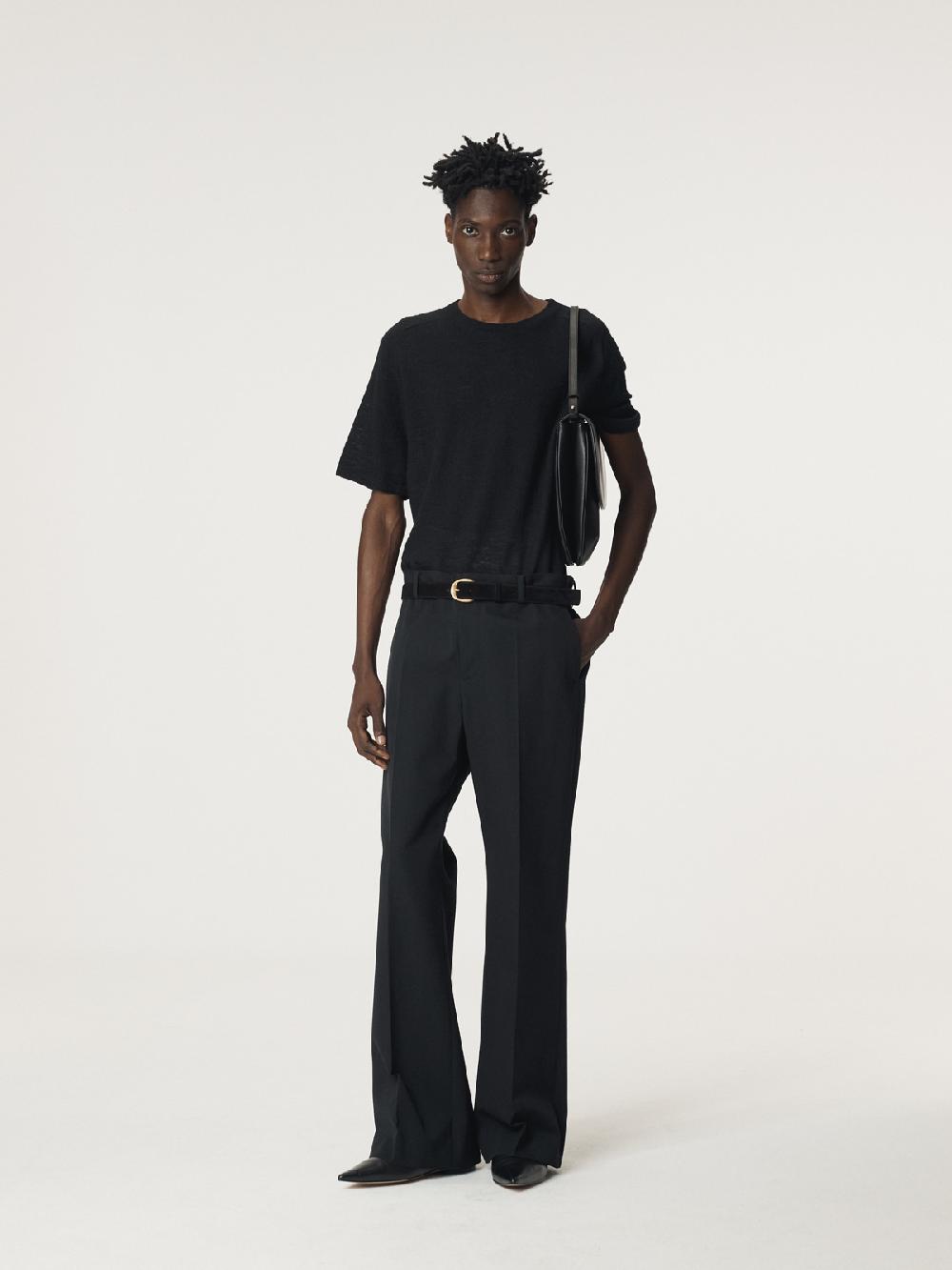 Recto RC SHEER SHORT SLEEVE KNIT TOP (BLACK)