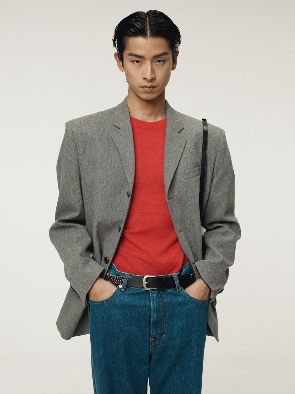 recto RC SHEER SHORT SLEEVE KNIT TOP (SCARLET RED)