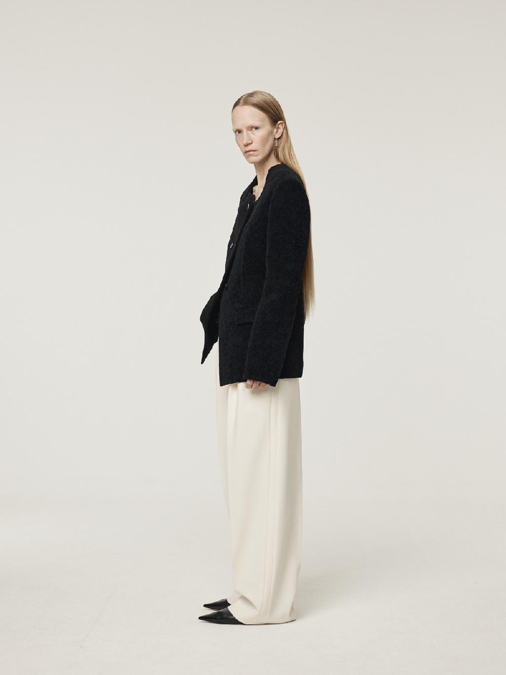 Recto RC SIGNATURE CURVED NECK LONG JACKET (BLACK)