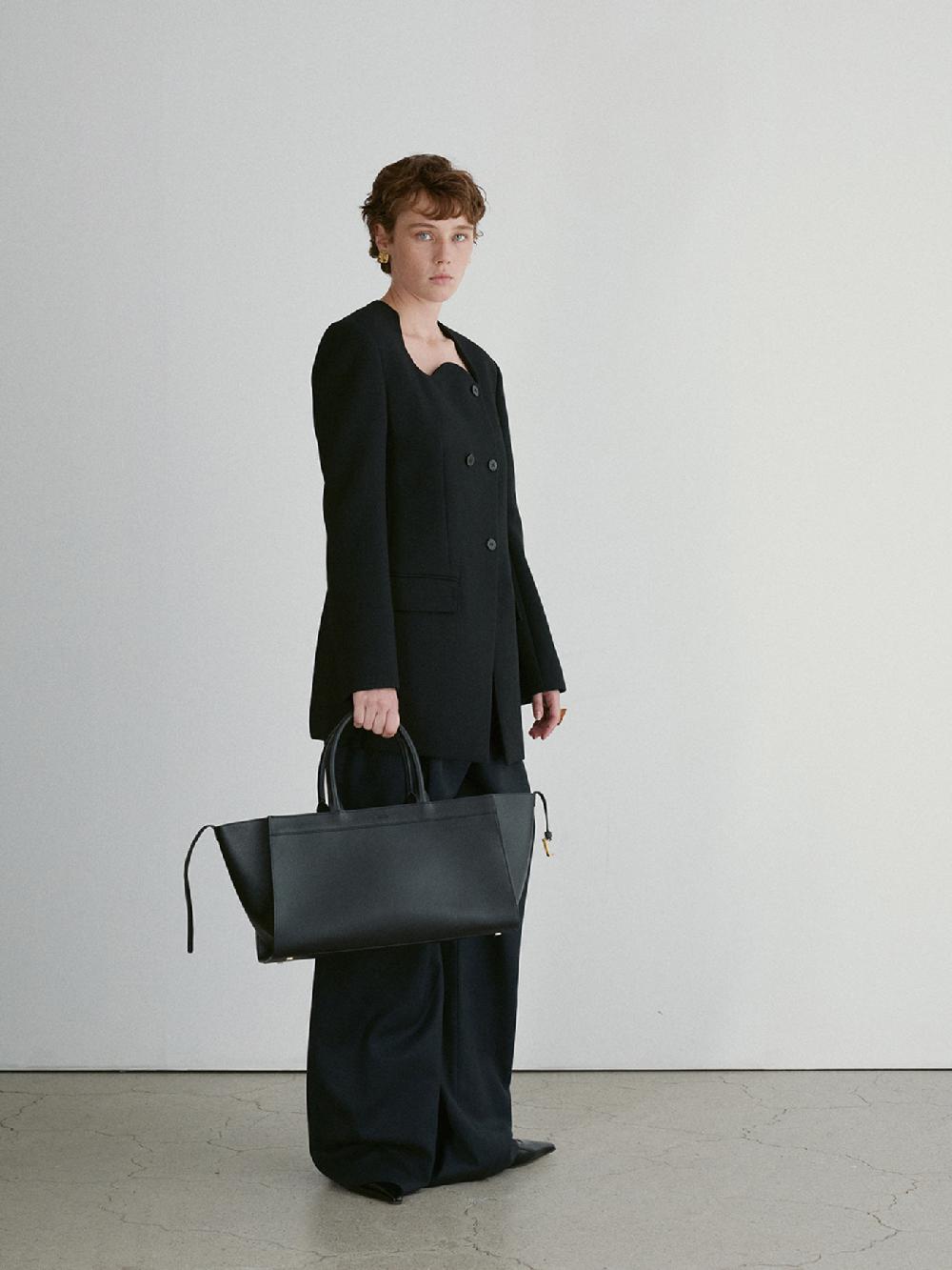 Recto RC SIGNATURE CURVED NECK LONG JACKET (BLACK)