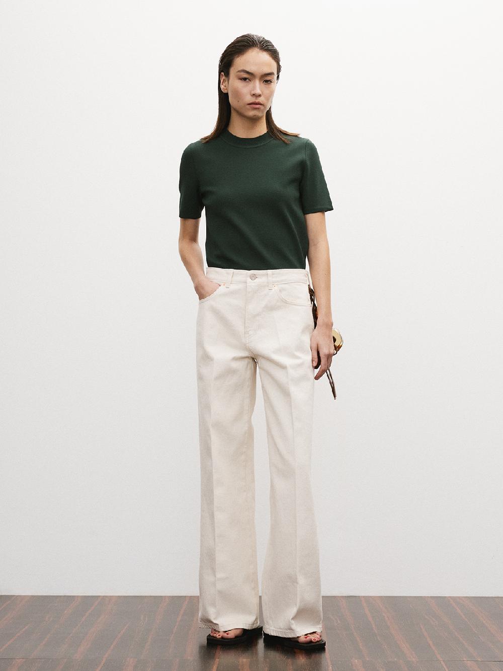 Recto ROUND NECK COMPACT KNIT TOP (VINTAGE GREEN)