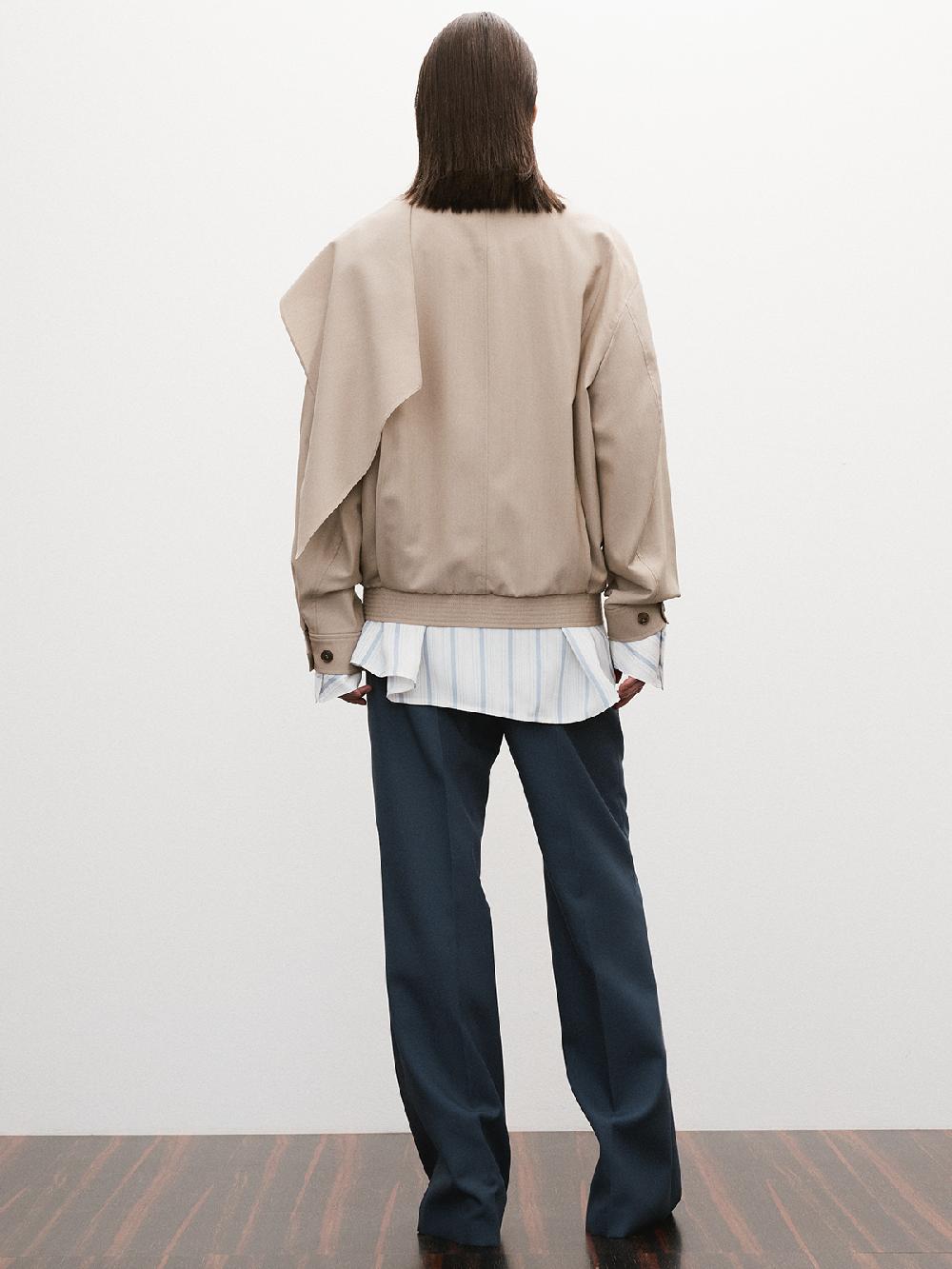 Recto SCARF DETAIL HARRINGTON JUMPER (SEPIA BEIGE)