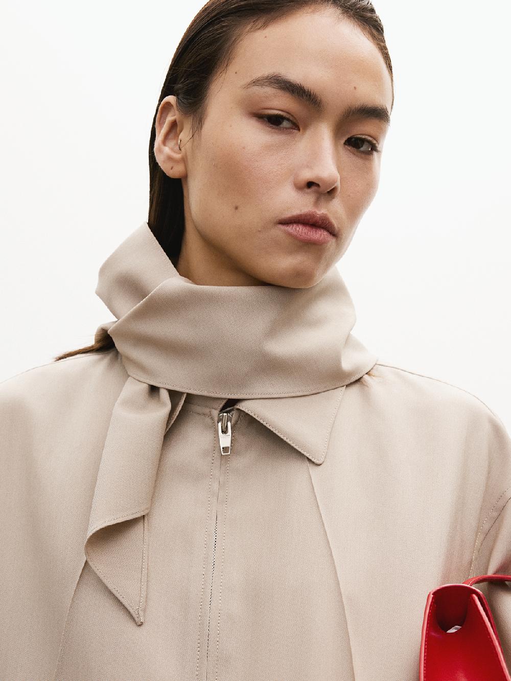 Recto SCARF DETAIL HARRINGTON JUMPER (SEPIA BEIGE)