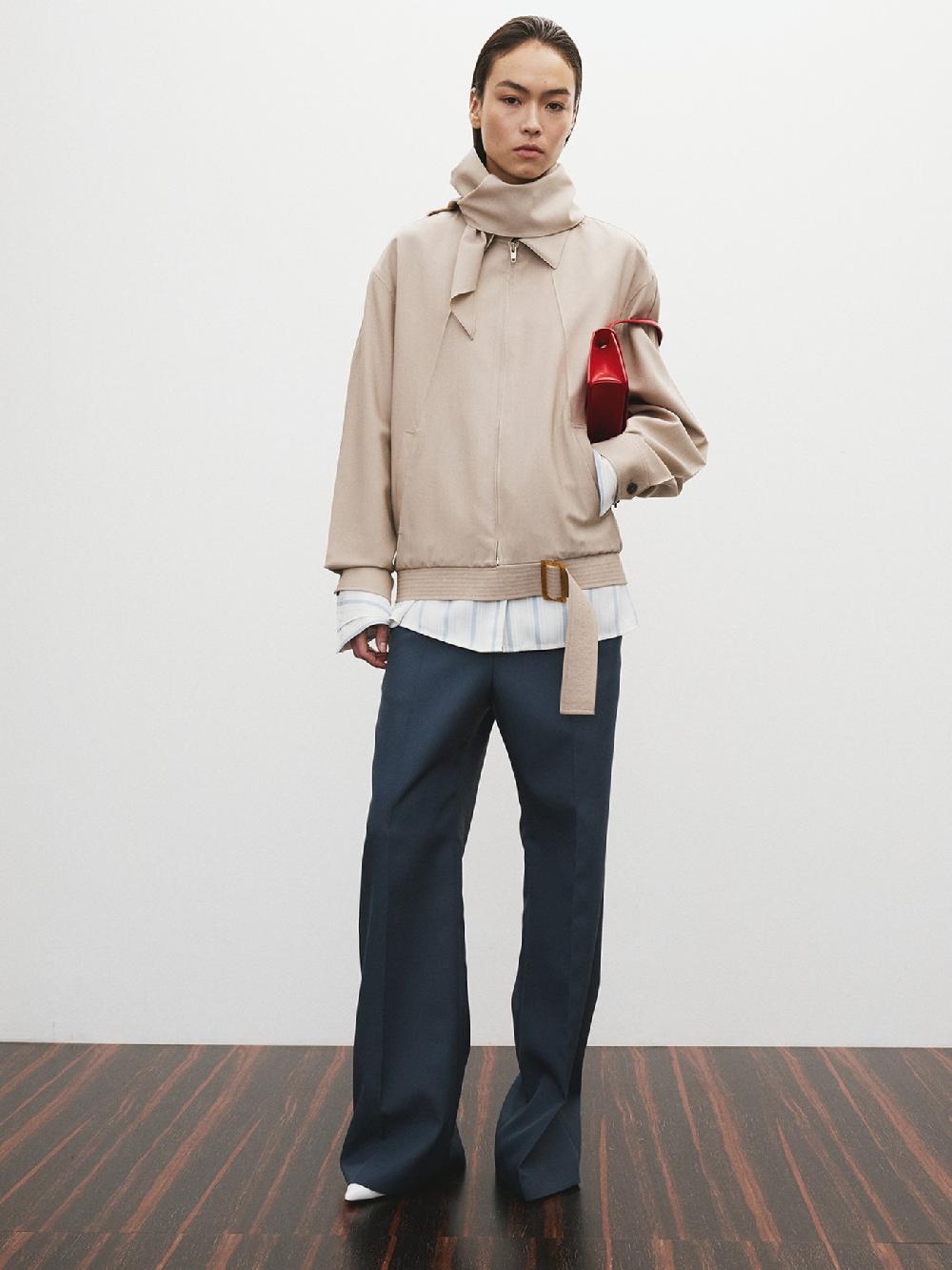 recto SCARF DETAIL HARRINGTON JUMPER (SEPIA BEIGE)