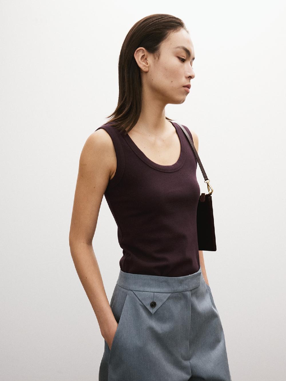 recto SCOOP NECK JERSEY TANK TOP (PLUM)