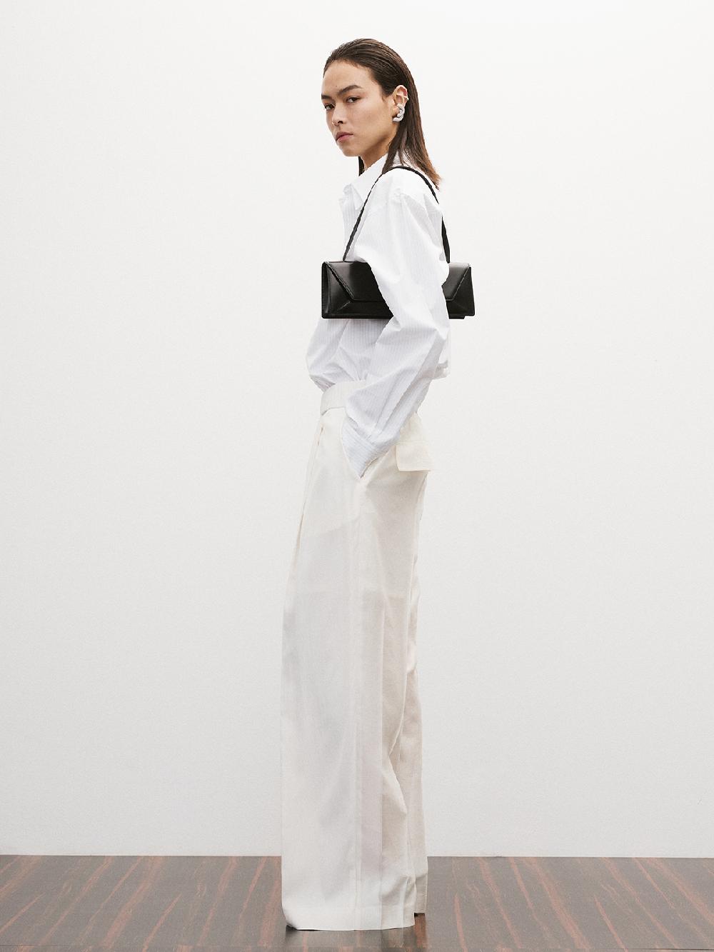 Recto SHEER BACK BANDING WIDE PANTS (IVORY)