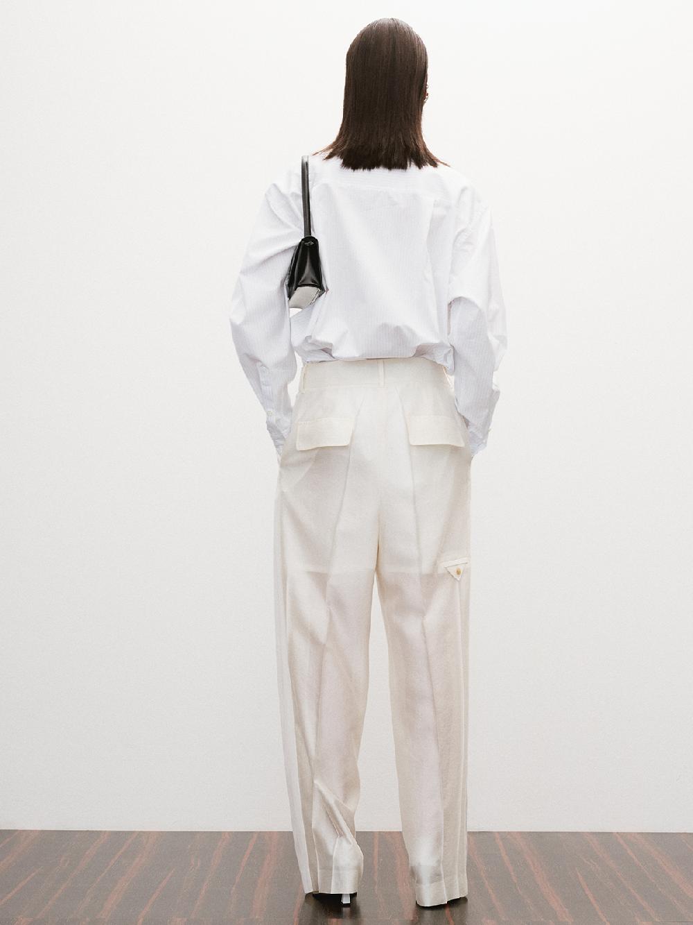 Recto SHEER BACK BANDING WIDE PANTS (IVORY)