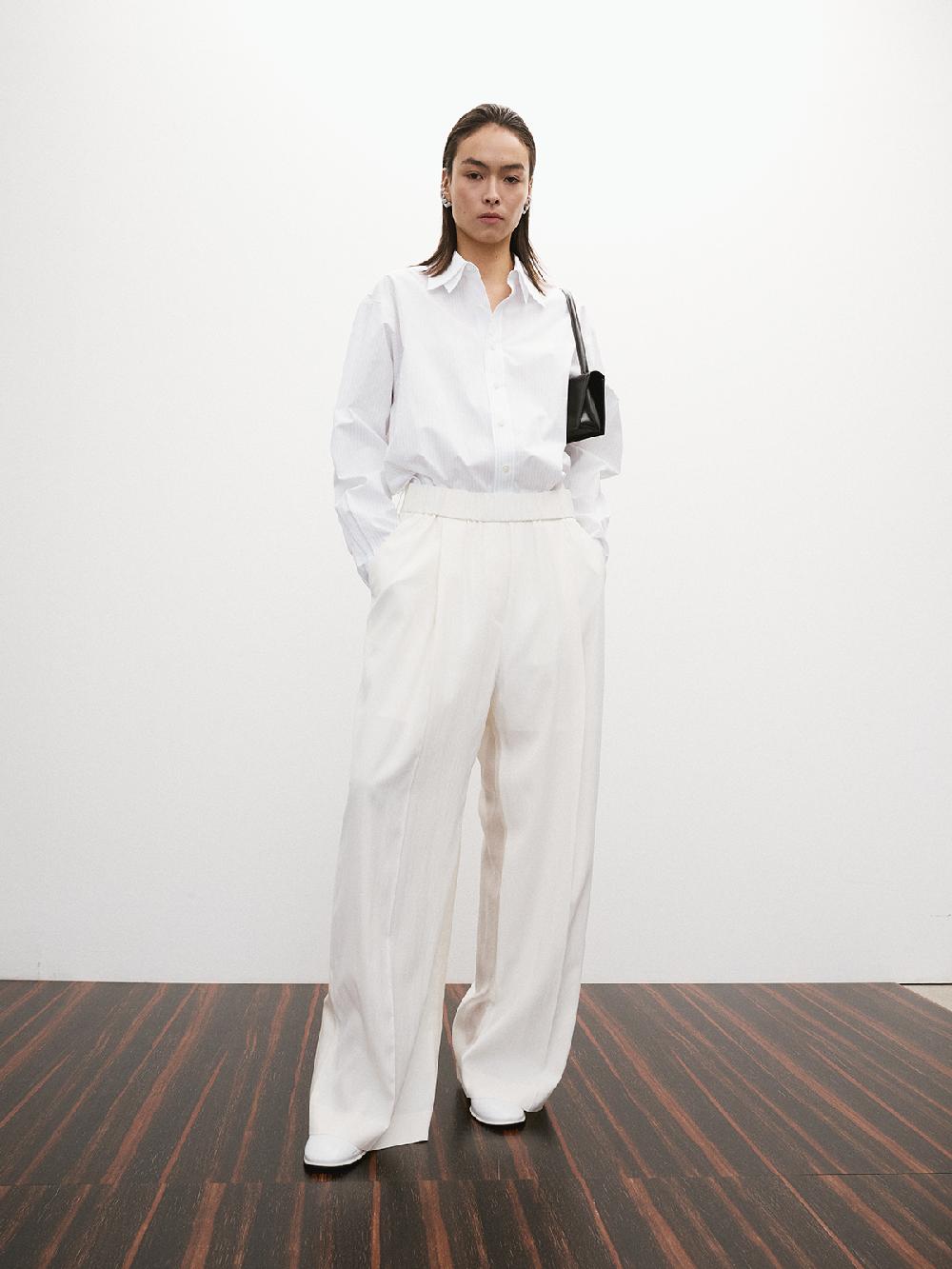 Recto SHEER BACK BANDING WIDE PANTS (IVORY)