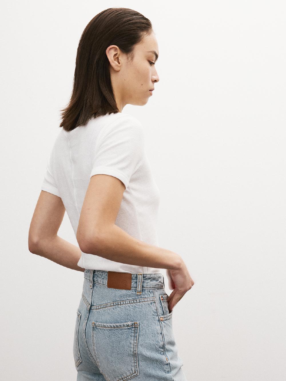 Recto SHEER JERSEY FITTED T-SHIRT (OFF WHITE)