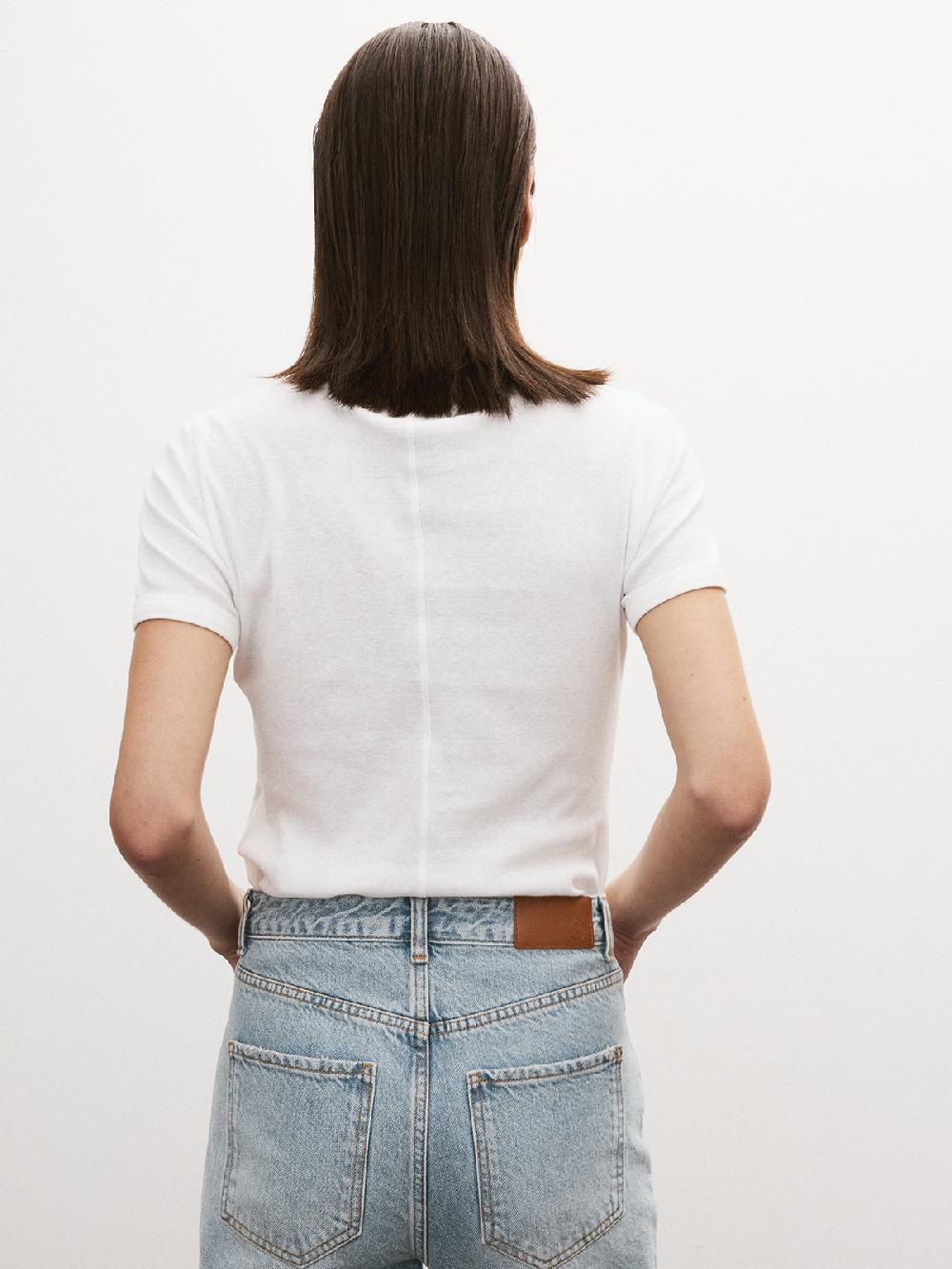 Recto SHEER JERSEY FITTED T-SHIRT (OFF WHITE)