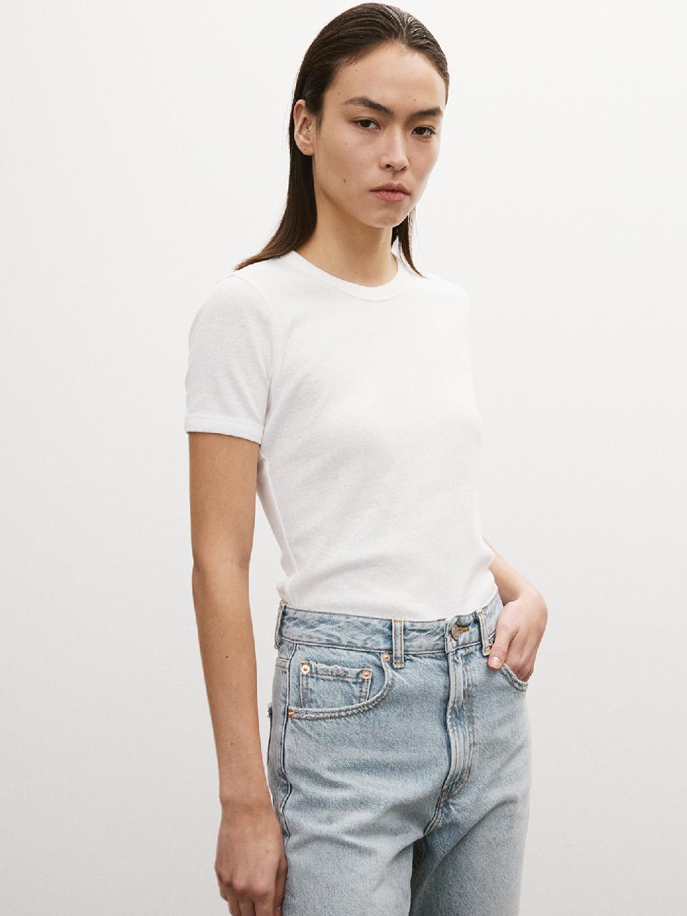 recto SHEER JERSEY FITTED T-SHIRT (OFF WHITE)