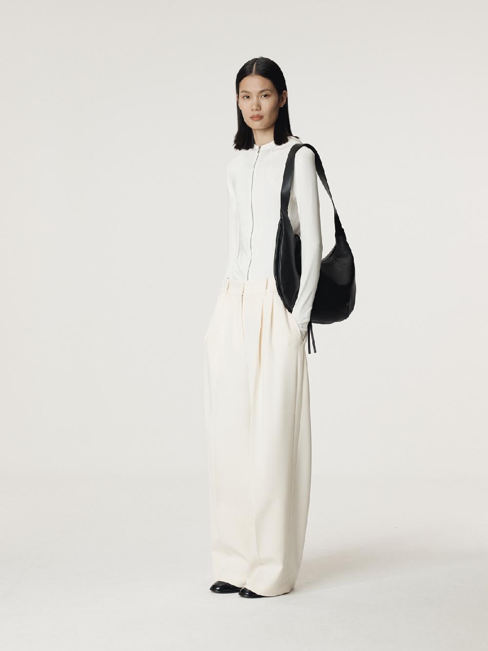 Recto SHEER JERSEY FITTED ZIP HOODIE (IVORY)