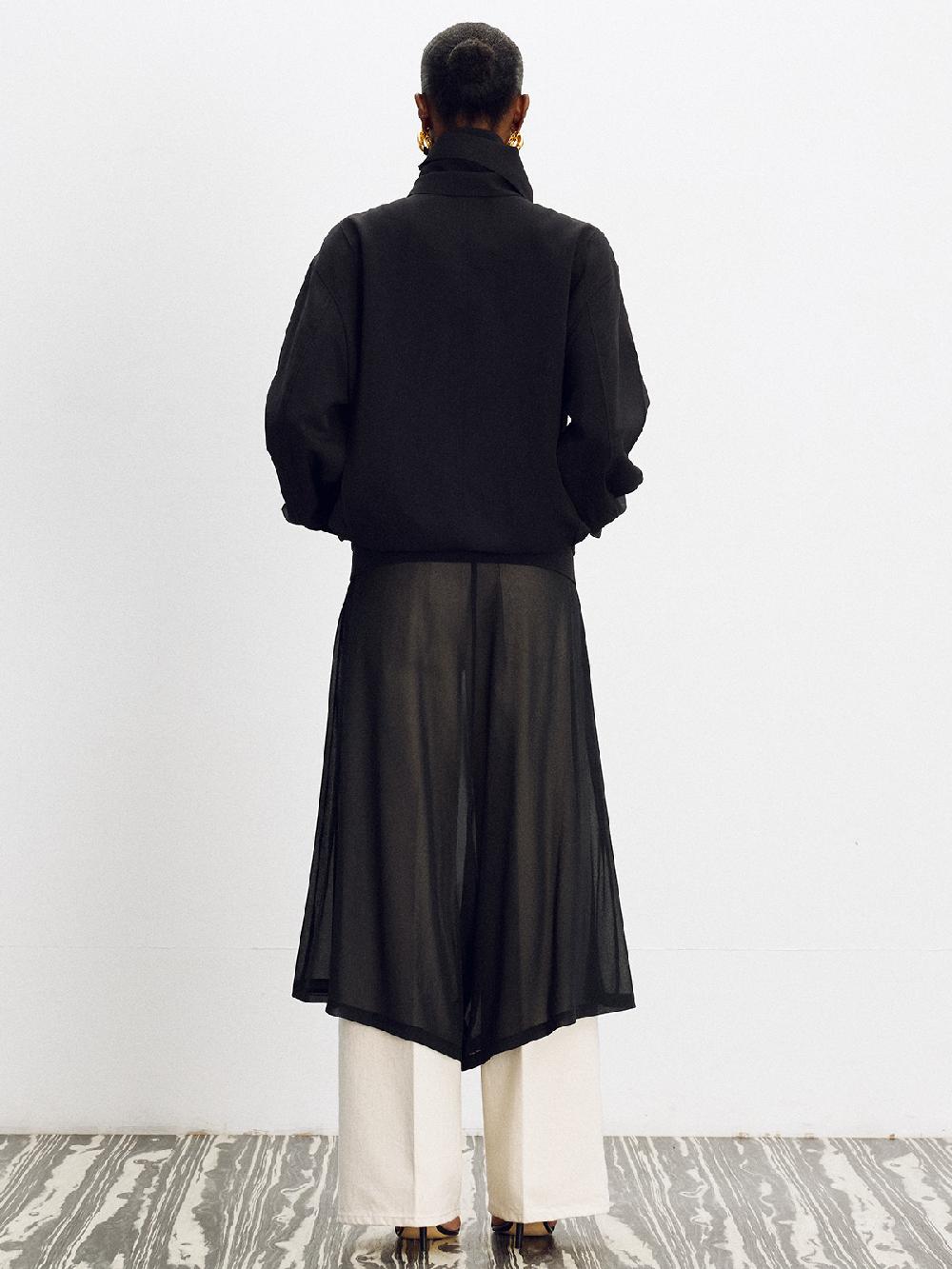 Recto SHEER JERSEY FLARE SKIRT PANTS (BLACK)