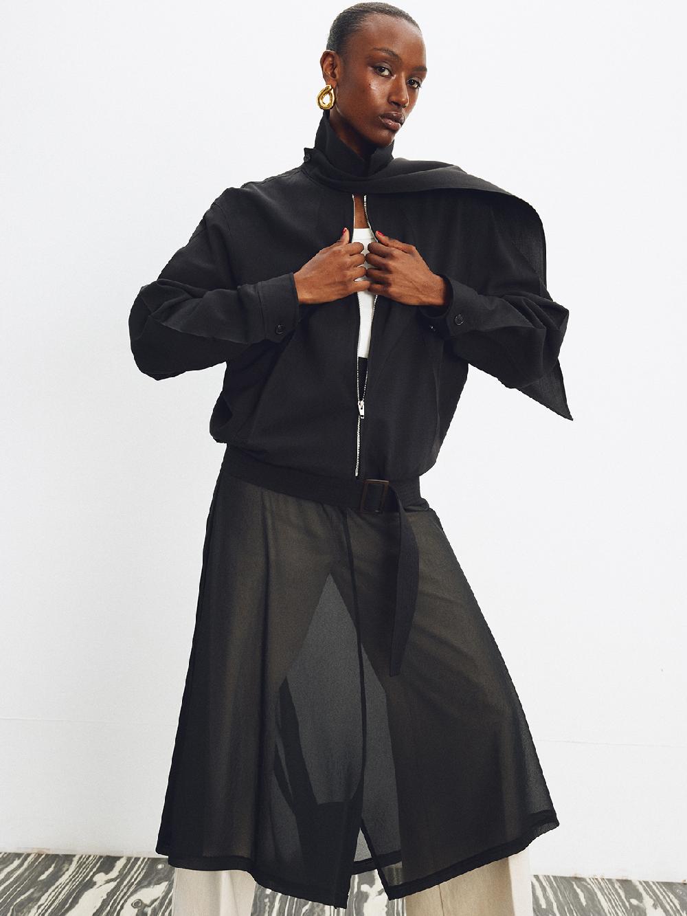Recto SHEER JERSEY FLARE SKIRT PANTS (BLACK)