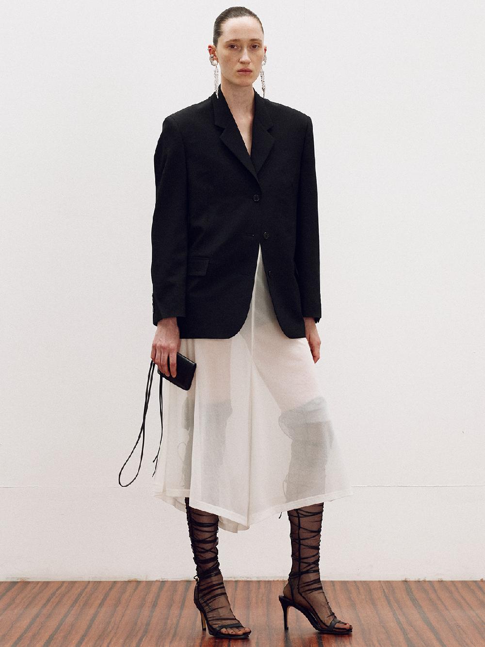 Recto SHEER JERSEY FLARE SKIRT PANTS (OFF WHITE)