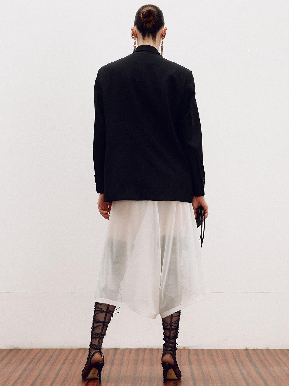 Recto SHEER JERSEY FLARE SKIRT PANTS (OFF WHITE)