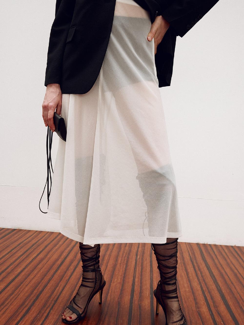 recto SHEER JERSEY FLARE SKIRT PANTS (OFF WHITE)