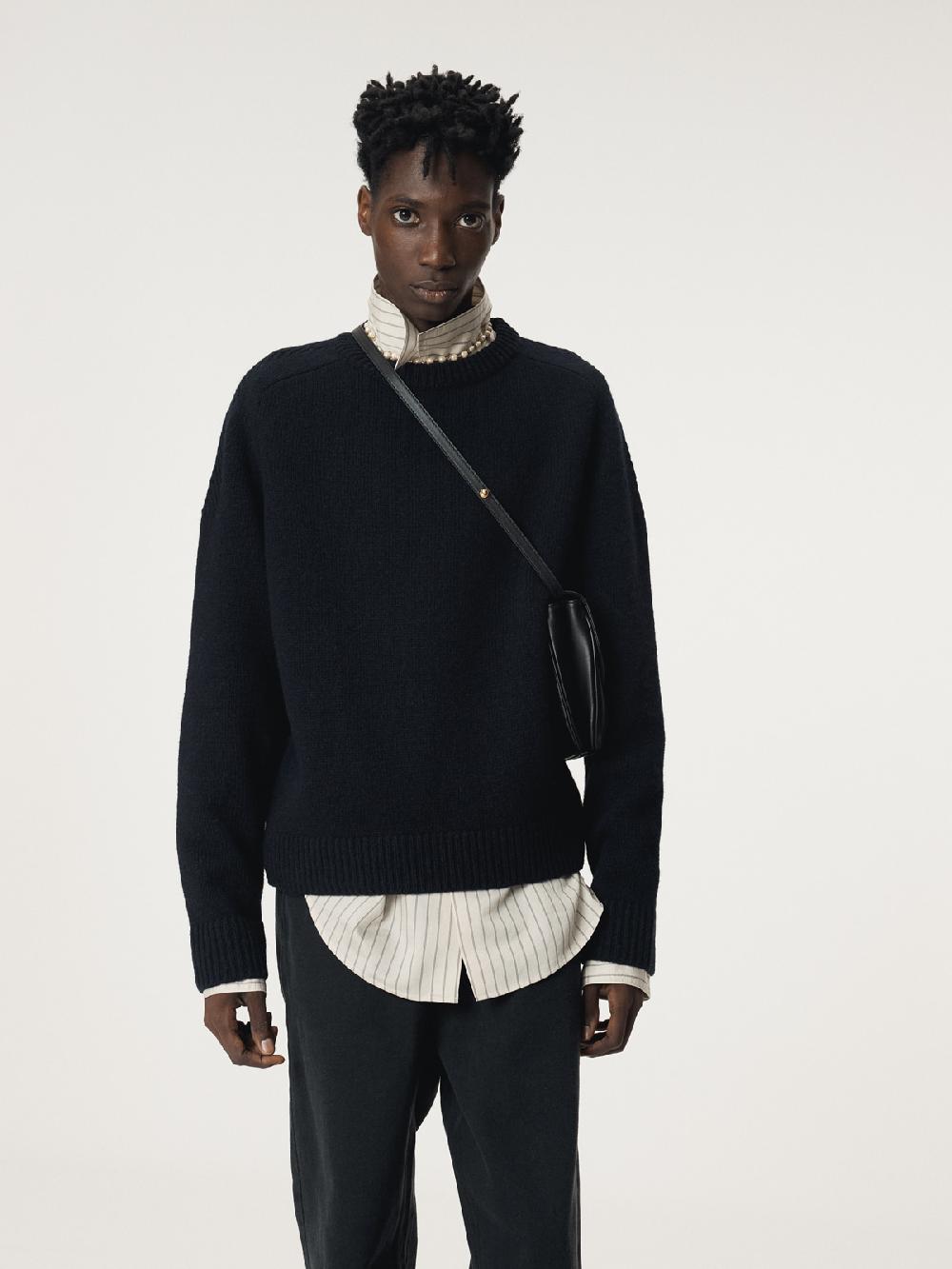 Recto SHETLAND WOOL KNIT TOP (DARK NAVY)