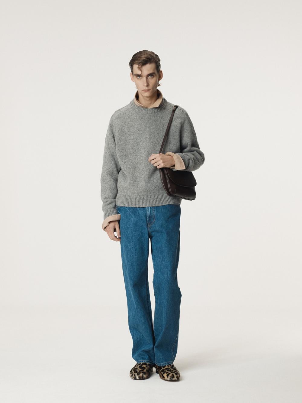 recto SHETLAND WOOL KNIT TOP (MELANGE GREY)