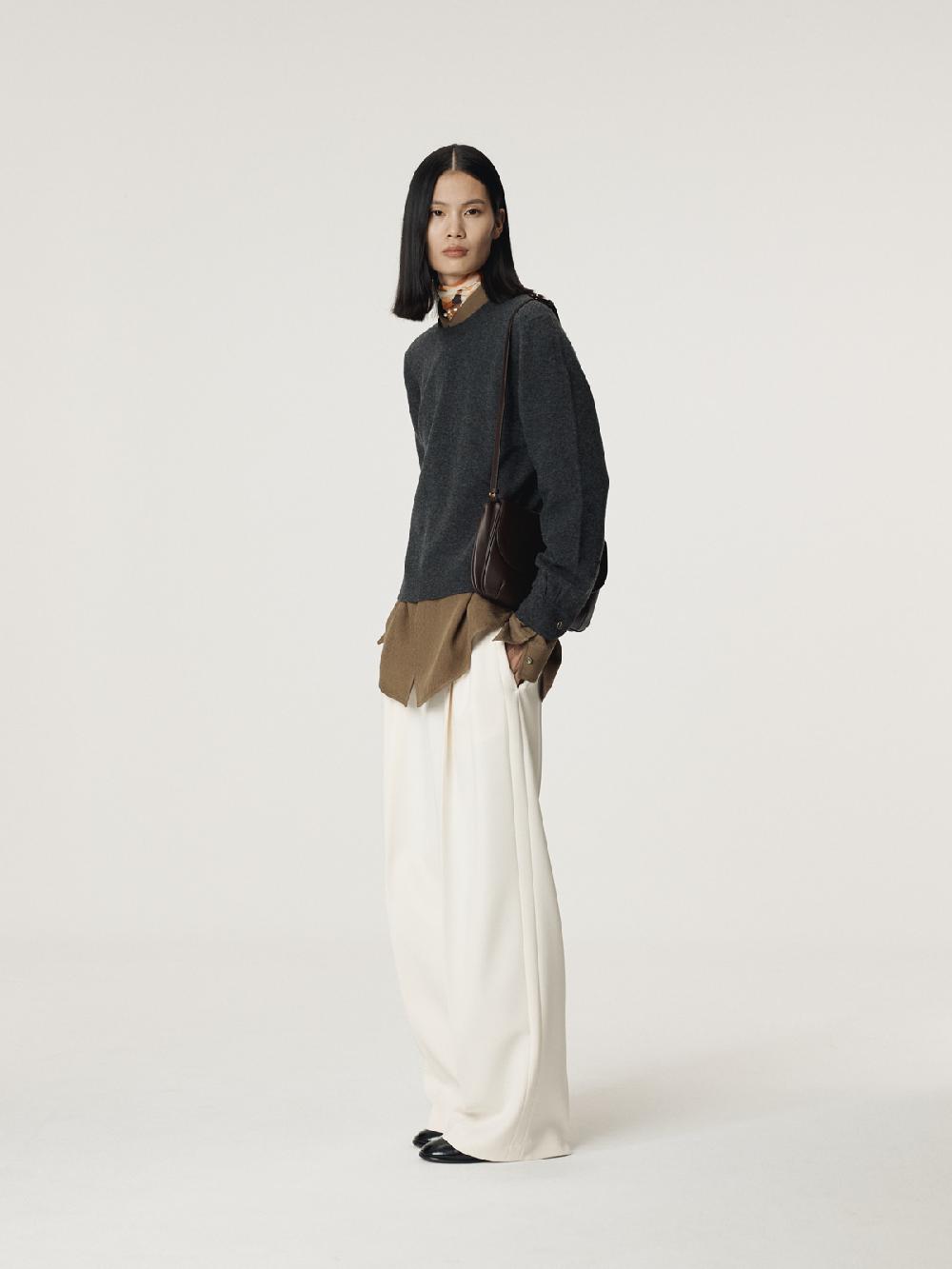 Recto SHIRT CUFFS DETAIL KNIT TOP (CHARCOAL GREY)