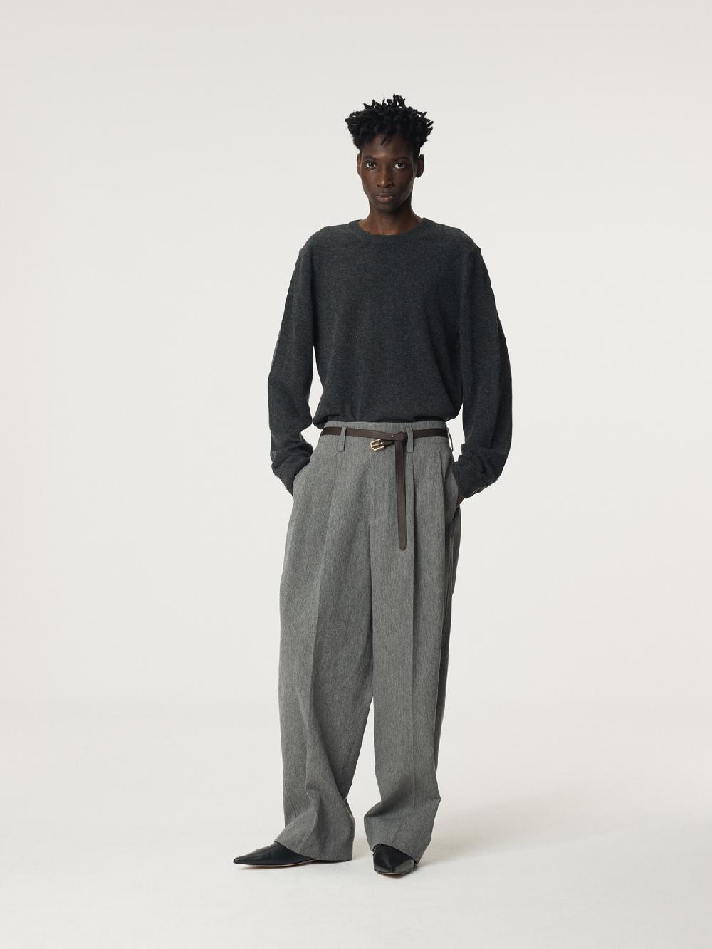 Recto SHIRT CUFFS DETAIL KNIT TOP (CHARCOAL GREY)