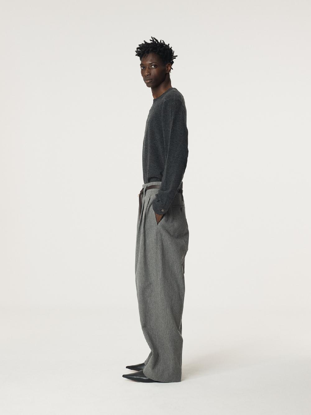 Recto SHIRT CUFFS DETAIL KNIT TOP (CHARCOAL GREY)