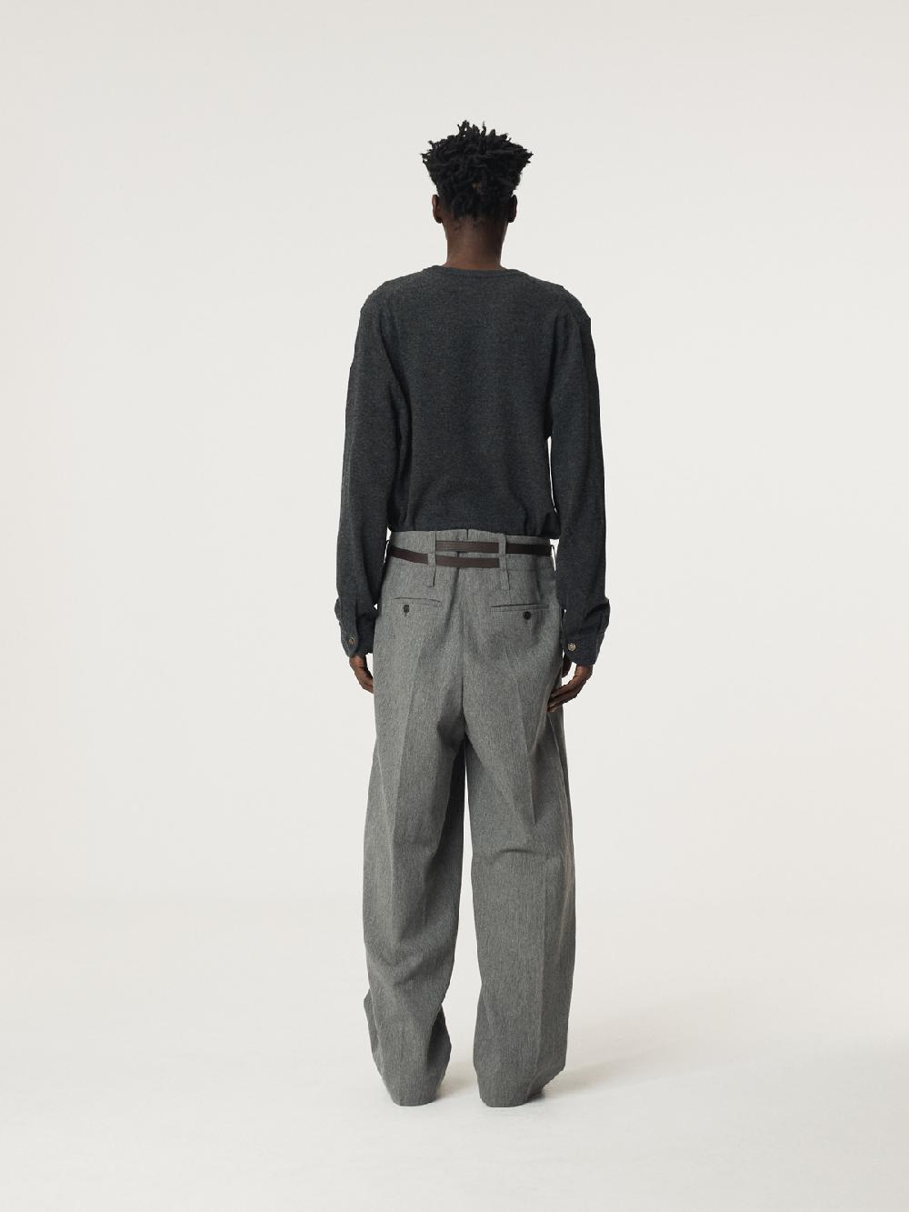 Recto SHIRT CUFFS DETAIL KNIT TOP (CHARCOAL GREY)