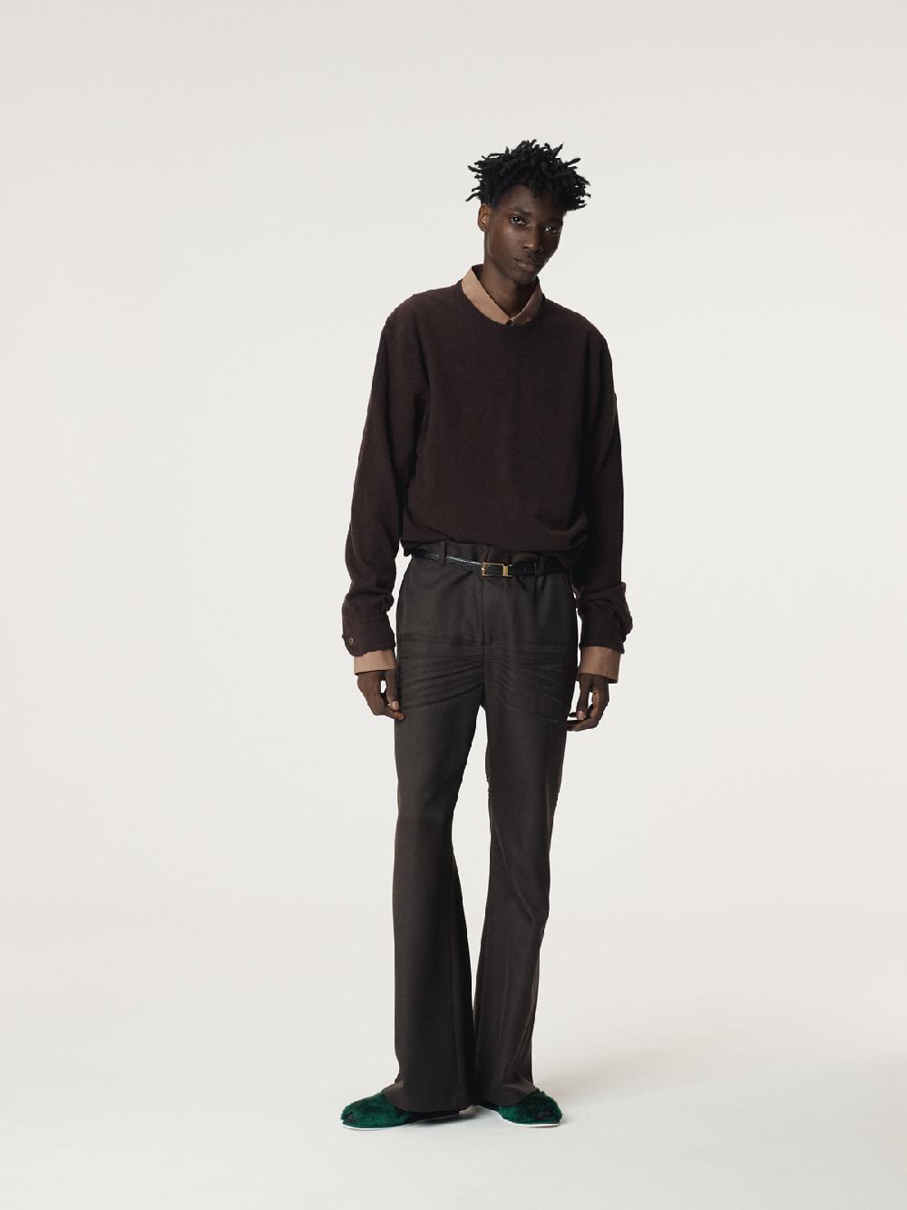 Recto SHIRT CUFFS DETAIL KNIT TOP (DARK BURGUNDY)