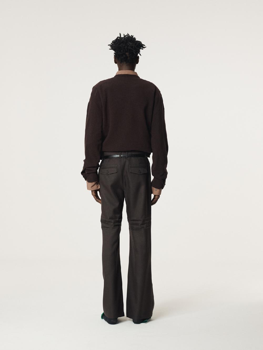 Recto SHIRT CUFFS DETAIL KNIT TOP (DARK BURGUNDY)