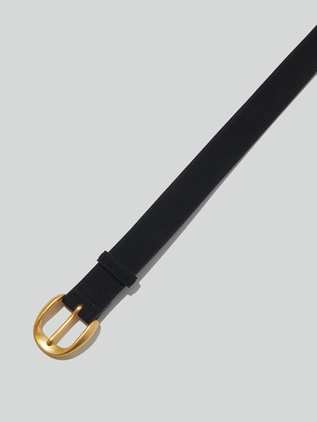 Recto SIGNATURE ROUND BUCKLE SUEDE BELT (BLACK)
