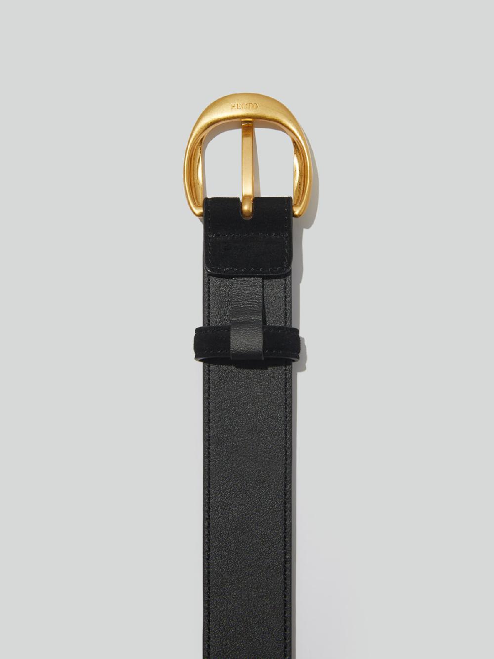 Recto SIGNATURE ROUND BUCKLE SUEDE BELT (BLACK)